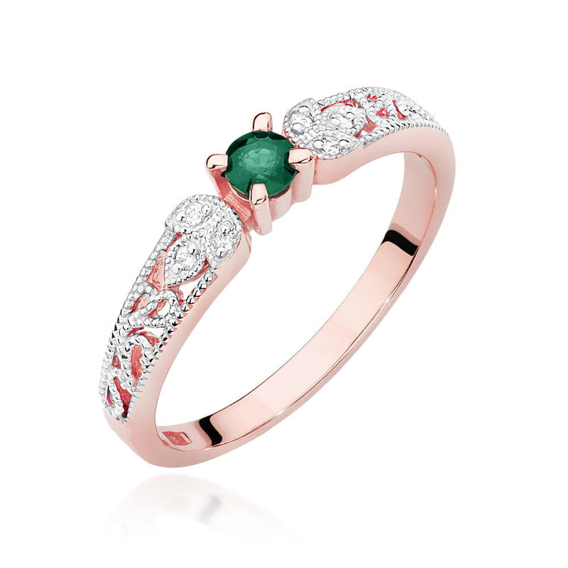 Inel Aur 14K cu Smarald 0.15 ct si Diamante Naturale 0.03 ct, imaginea 8 din 11