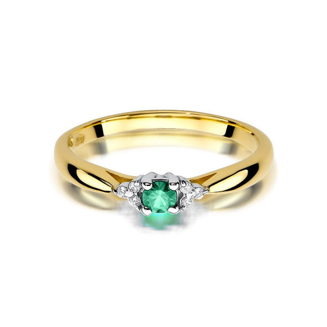 Inel Aur 14K cu Smarald 0.15 ct si Diamante Naturale 0.03 ct, imaginea 2 din 11