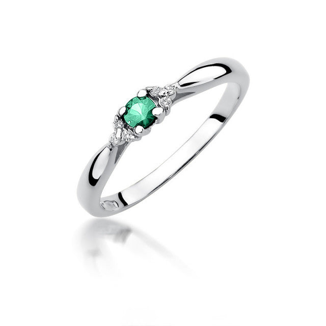 Inel Aur 14K cu Smarald 0.15 ct si Diamante Naturale 0.03 ct, imaginea 5 din 11