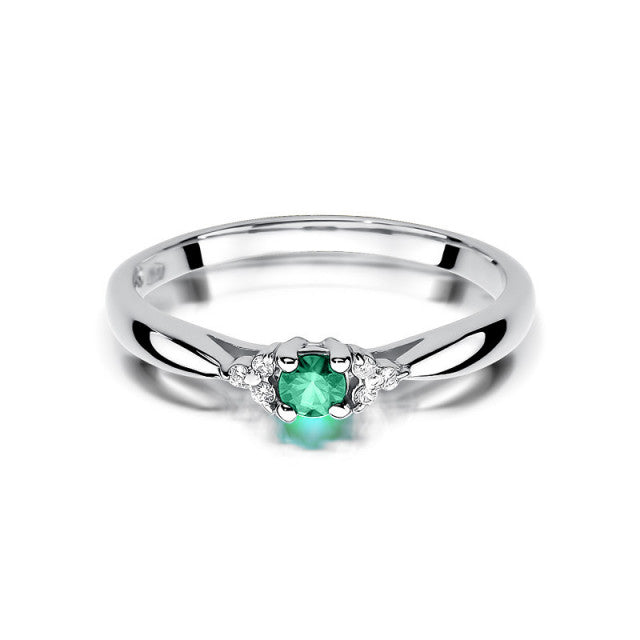 Inel Aur 14K cu Smarald 0.15 ct si Diamante Naturale 0.03 ct, imaginea 6 din 11