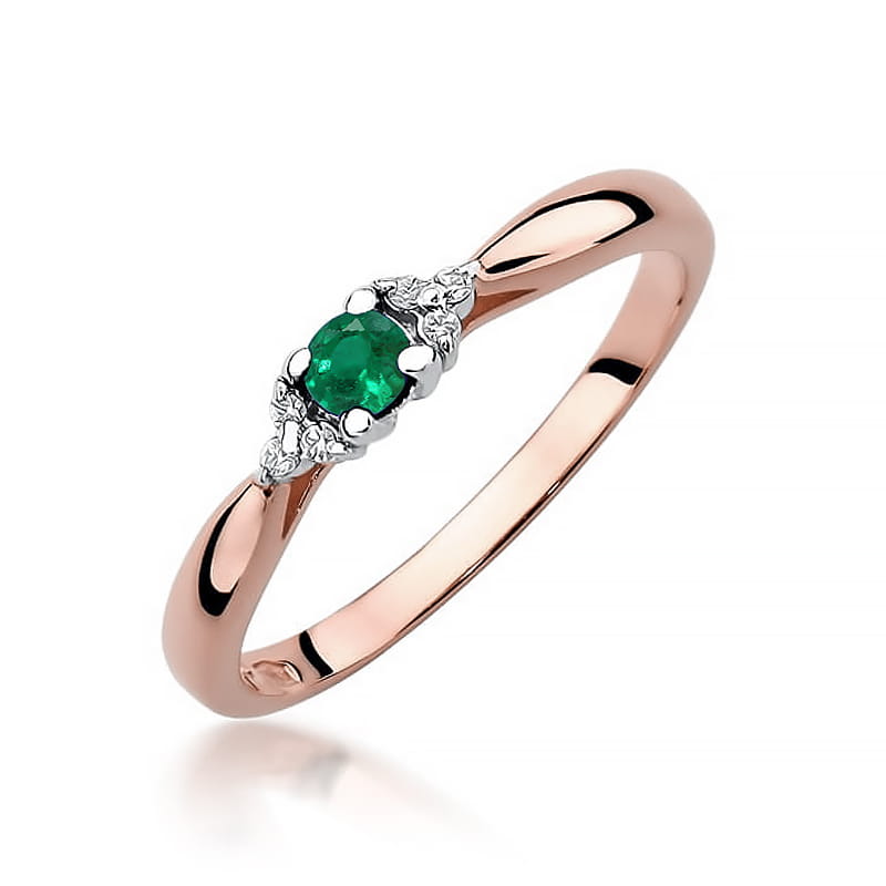 Inel Aur 14K cu Smarald 0.15 ct si Diamante Naturale 0.03 ct, imaginea 8 din 11
