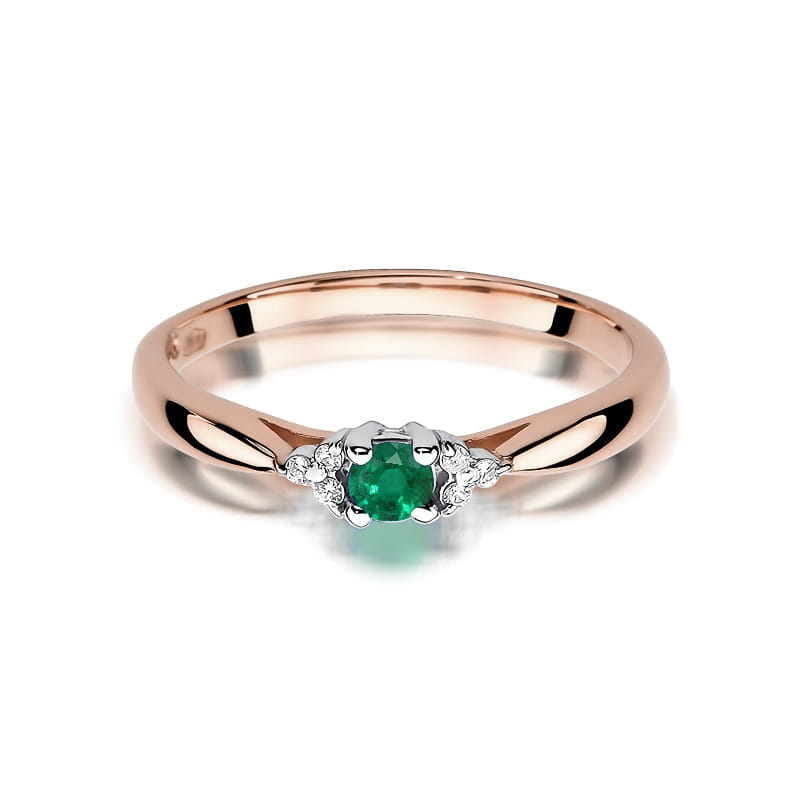 Inel Aur 14K cu Smarald 0.15 ct si Diamante Naturale 0.03 ct, imaginea 9 din 11