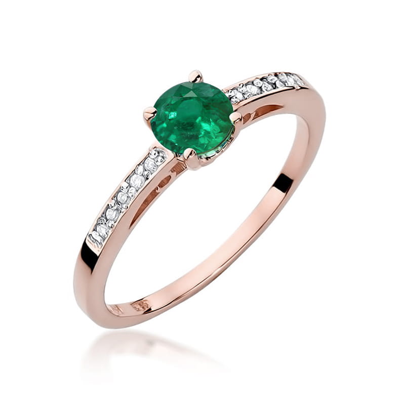Inel Aur 14K cu Smarald 0.50 ct si Diamante Naturale 0.05 ct, imaginea 5 din 12