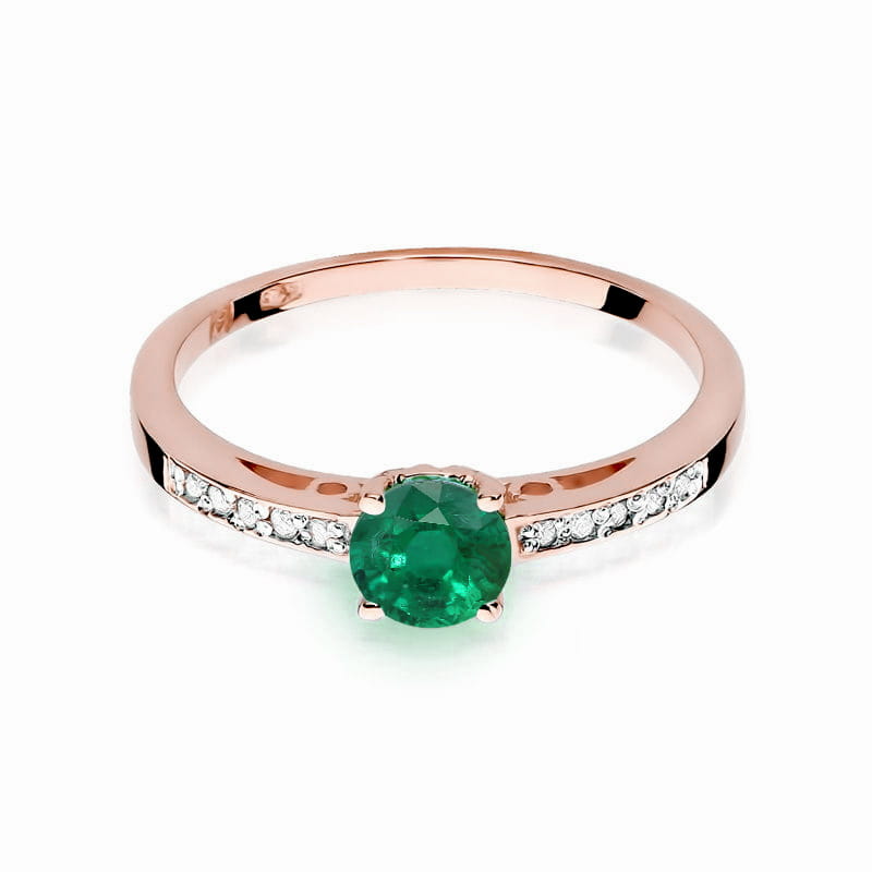 Inel Aur 14K cu Smarald 0.50 ct si Diamante Naturale 0.05 ct, imaginea 6 din 12