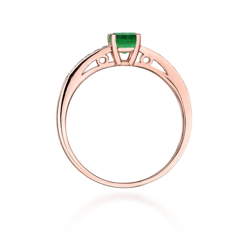 Inel Aur 14K cu Smarald 0.50 ct si Diamante Naturale 0.05 ct, imaginea 7 din 12