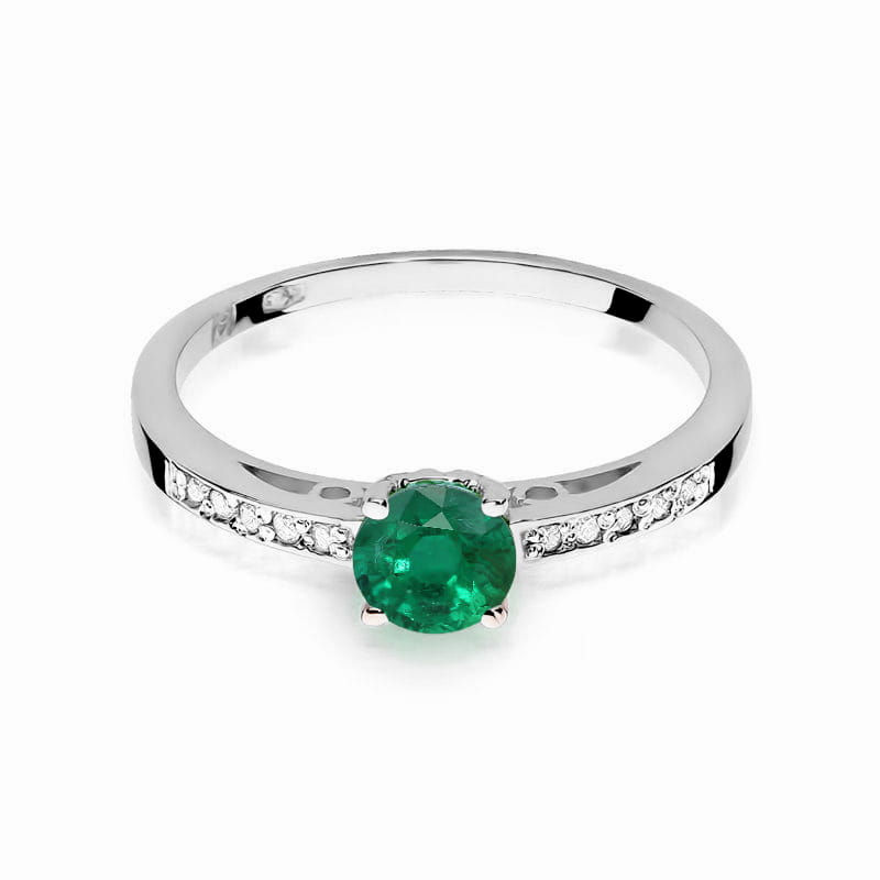 Inel Aur 14K cu Smarald 0.50 ct si Diamante Naturale 0.05 ct, imaginea 10 din 12