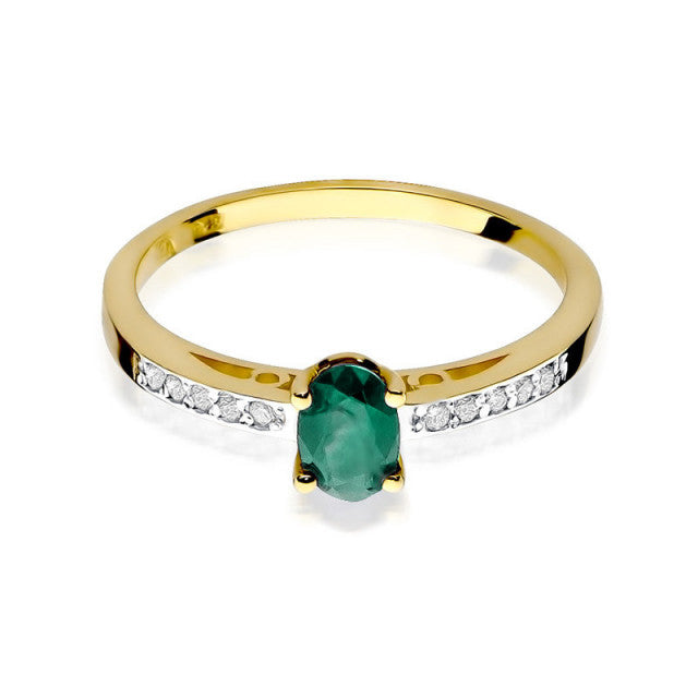 Inel Aur 14K cu Smarald 0.40 ct si Diamante Naturale 0.05 ct, imaginea 2 din 8
