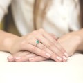 Inel Aur 14K cu Smarald 0.40 ct si Diamante Naturale 0.05 ct, imaginea 3 din 8