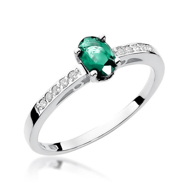 Inel Aur 14K cu Smarald 0.40 ct si Diamante Naturale 0.05 ct, imaginea 4 din 8