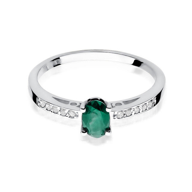 Inel Aur 14K cu Smarald 0.40 ct si Diamante Naturale 0.05 ct, imaginea 5 din 8