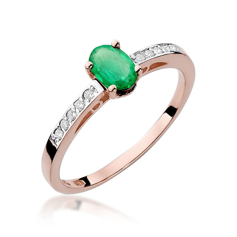 Inel Aur 14K cu Smarald 0.40 ct si Diamante Naturale 0.05 ct, imaginea 6 din 8