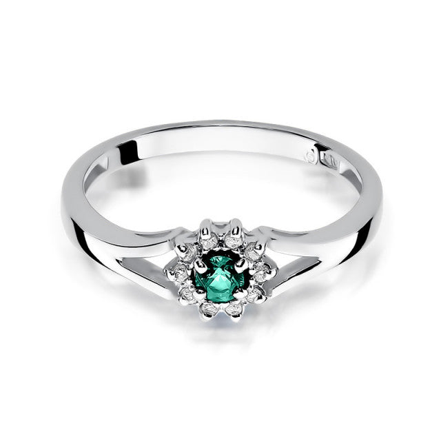 Inel Aur 14K cu Smarald 0.15 ct si Diamante Naturale 0.09 ct, imaginea 5 din 10