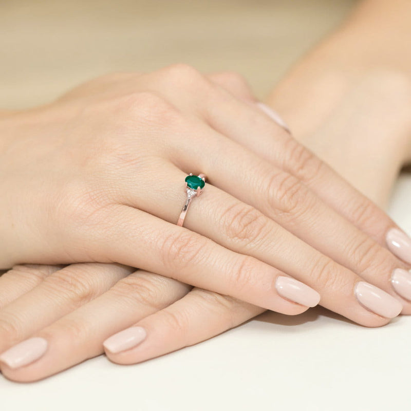 Inel Aur 14K cu Smarald 0.40 ct si Diamante Naturale 0.05 ct, imaginea 11 din 11