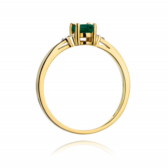 Inel Aur 14K cu Smarald 0.40 ct si Diamante Naturale 0.05 ct, imaginea 3 din 11