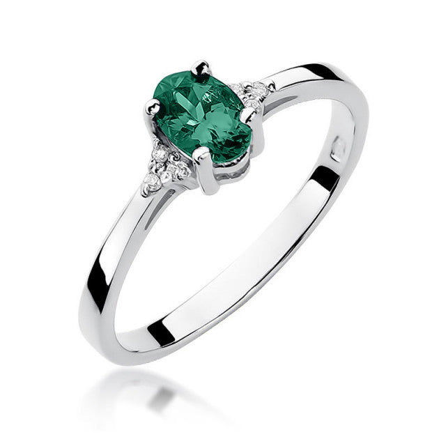 Inel Aur 14K cu Smarald 0.40 ct si Diamante Naturale 0.05 ct, imaginea 5 din 11