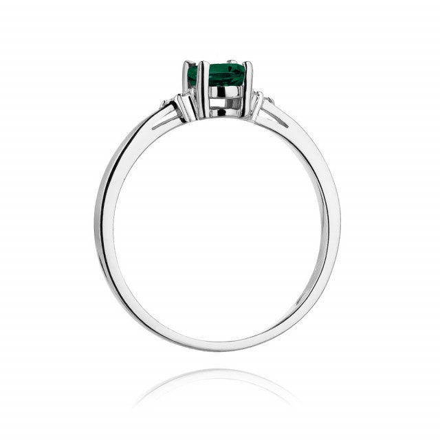 Inel Aur 14K cu Smarald 0.40 ct si Diamante Naturale 0.05 ct, imaginea 7 din 11