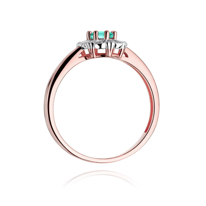Inel Aur 14K cu Smarald 0.40 ct si Diamante Naturale 0.07 ct, imaginea 10 din 11