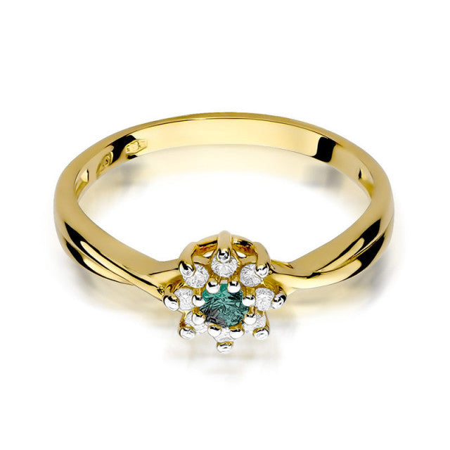 Inel Aur 14K cu Smarald 0.15 ct si Diamante Naturale 0.12 ct, imaginea 2 din 11
