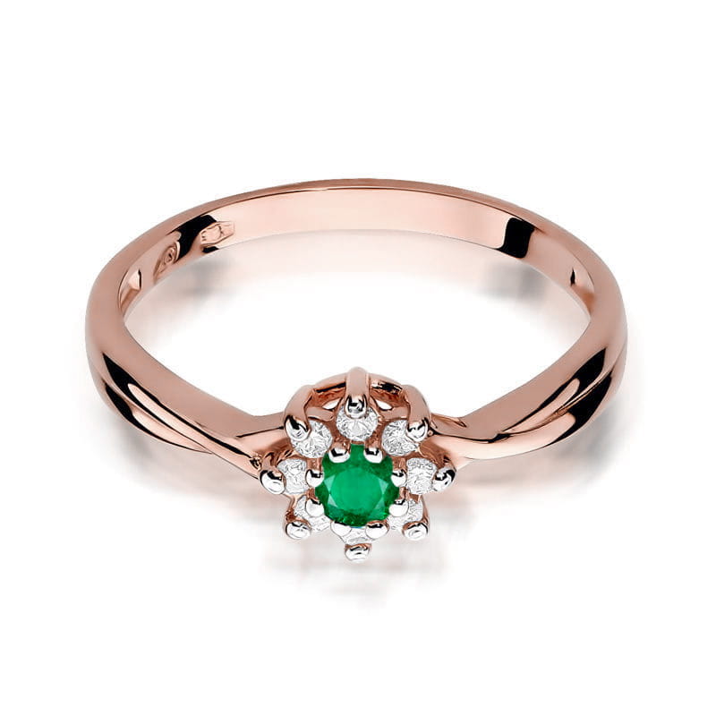 Inel Aur 14K cu Smarald 0.15 ct si Diamante Naturale 0.12 ct, imaginea 9 din 11