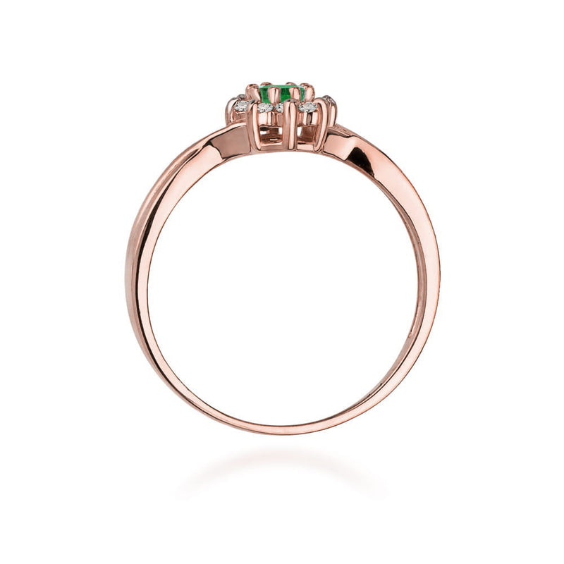 Inel Aur 14K cu Smarald 0.15 ct si Diamante Naturale 0.12 ct, imaginea 10 din 11