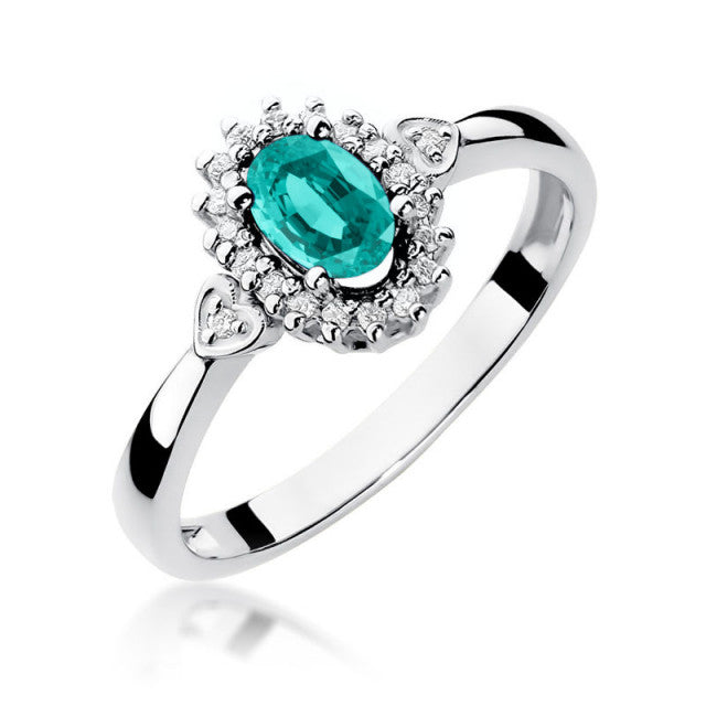 Inel Aur 14K cu Smarald 0.40 ct si Diamante Naturale 0.10 ct, imaginea 5 din 11