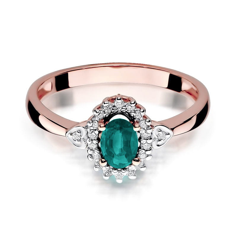 Inel Aur 14K cu Smarald 0.40 ct si Diamante Naturale 0.10 ct, imaginea 9 din 11