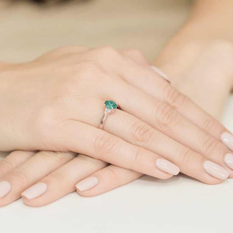Inel Aur 14K cu Smarald 0.80 ct si Diamante Naturale 0.05 ct, imaginea 11 din 11