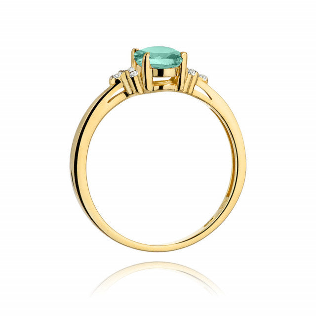 Inel Aur 14K cu Smarald 0.80 ct si Diamante Naturale 0.05 ct, imaginea 3 din 11