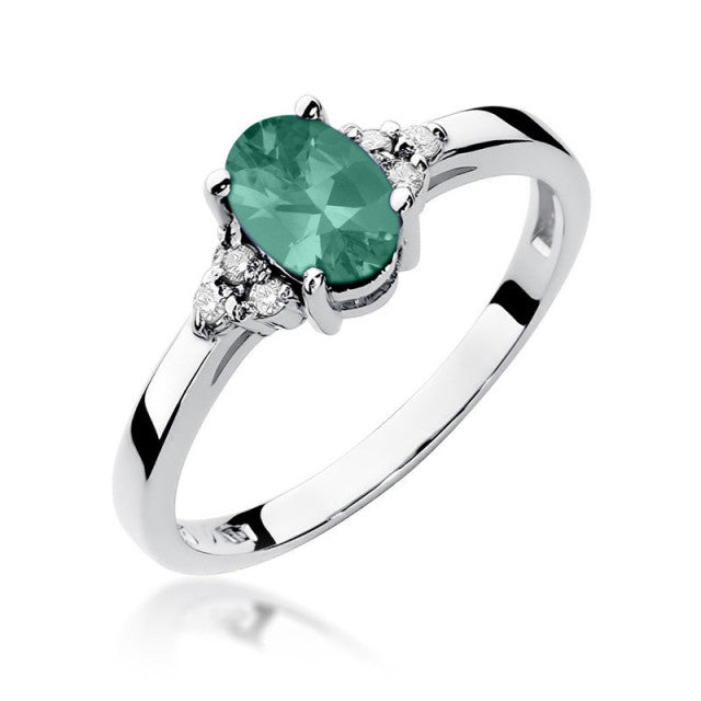 Inel Aur 14K cu Smarald 0.80 ct si Diamante Naturale 0.05 ct, imaginea 5 din 11