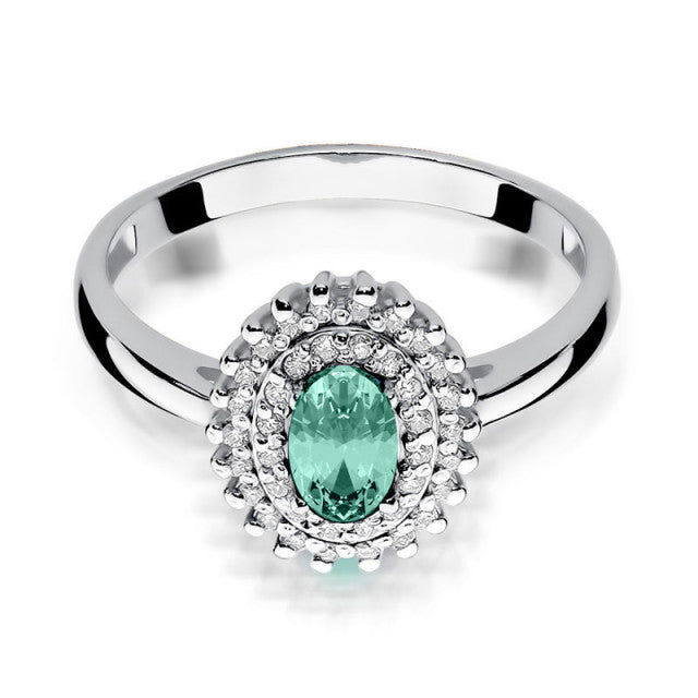 Inel Aur 14K cu Smarald 0.40 ct si Diamante Naturale 0.20 ct, imaginea 5 din 10