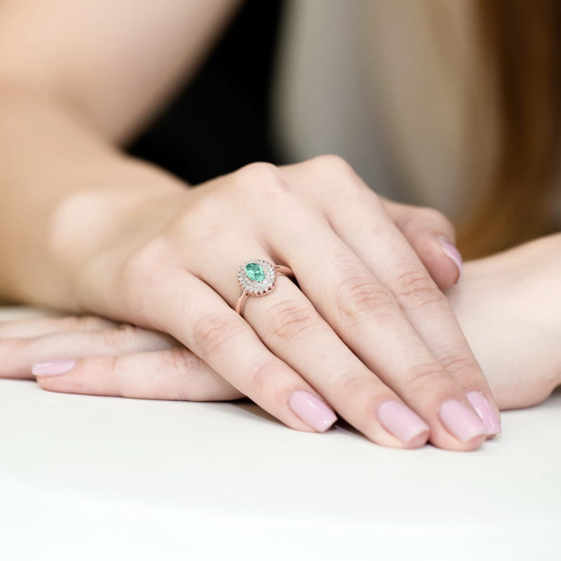 Inel Aur 14K cu Smarald 0.40 ct si Diamante Naturale 0.20 ct, imaginea 10 din 10