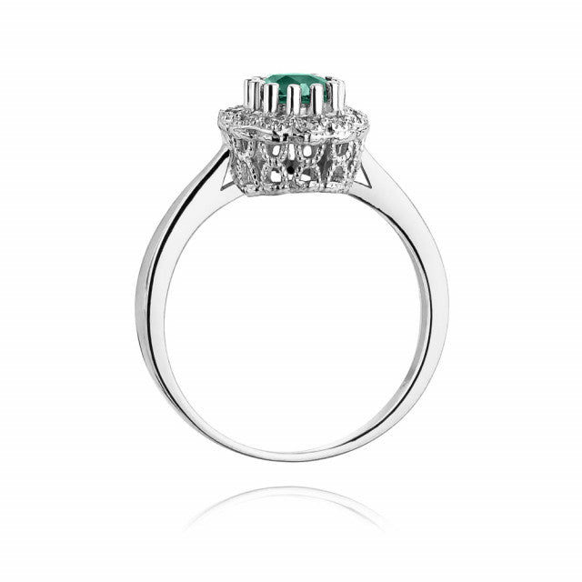 Inel Aur 14K cu Smarald 0.50 ct si Diamante Naturale 0.17 ct, imaginea 7 din 8