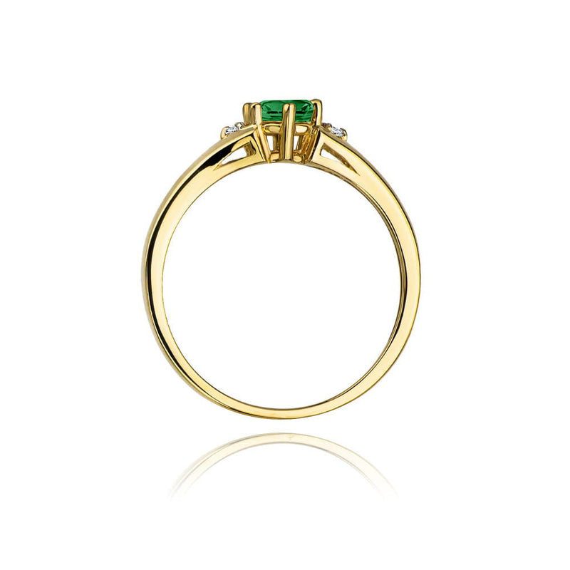 Inel Aur 14K cu Smarald 0.50 ct si Diamante Naturale 0.03 ct, imaginea 3 din 11