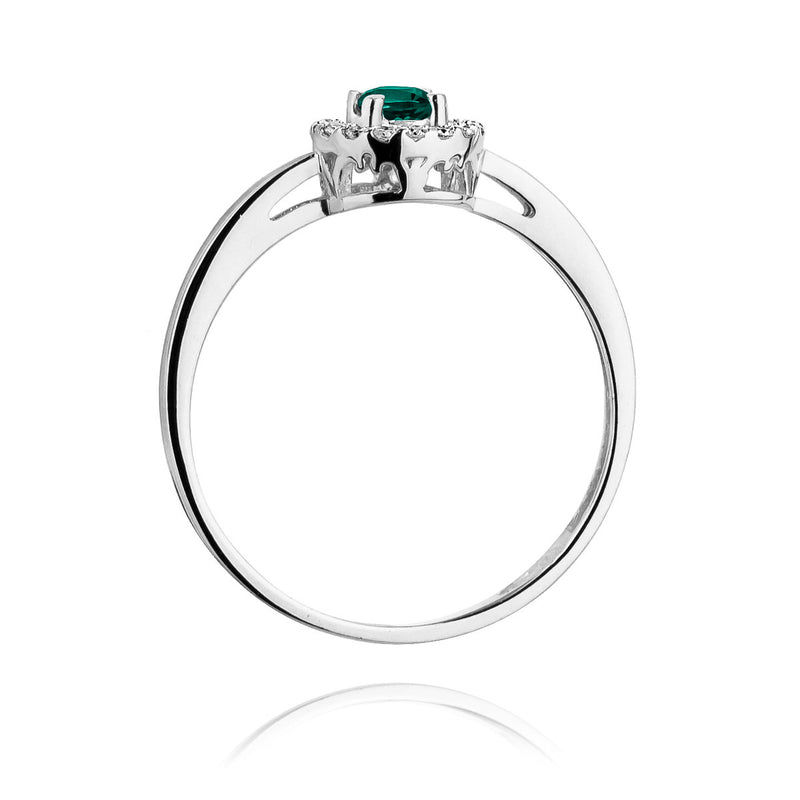 Inel Aur 14K cu Smarald 0.15 ct si Diamante Naturale 0.08 ct, imaginea 7 din 10