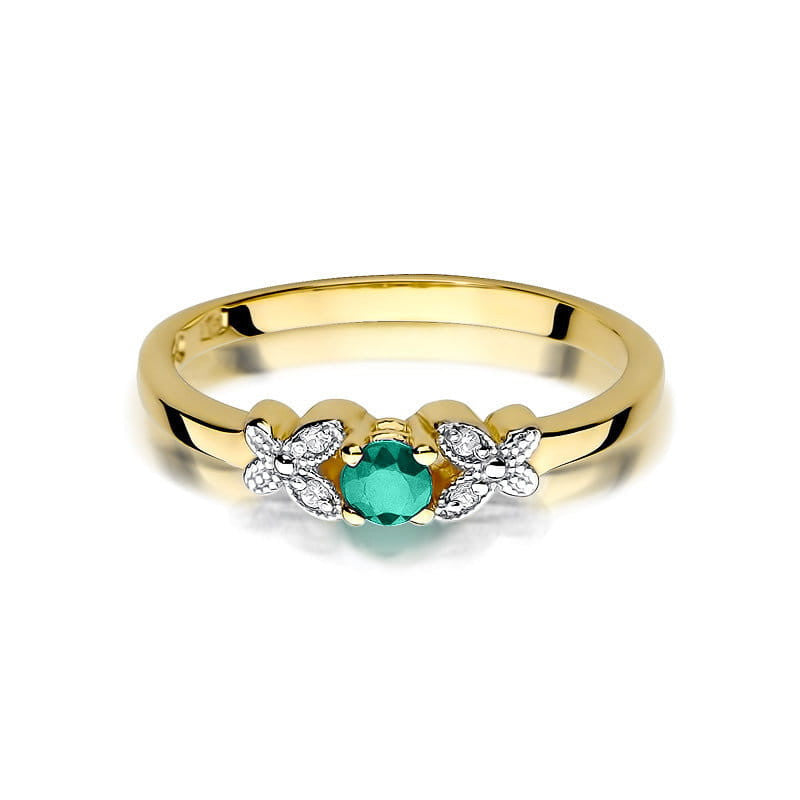 Inel Aur 14K cu Smarald 0.15 ct si Diamante Naturale 0.02 ct, imaginea 2 din 11