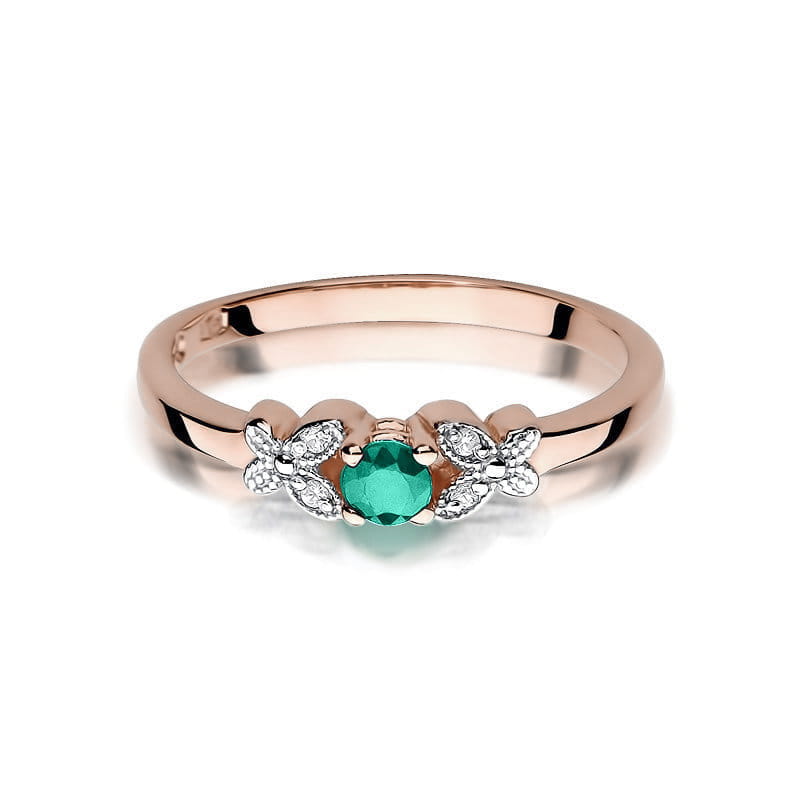 Inel Aur 14K cu Smarald 0.15 ct si Diamante Naturale 0.02 ct, imaginea 9 din 11
