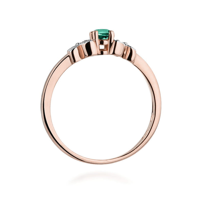 Inel Aur 14K cu Smarald 0.15 ct si Diamante Naturale 0.02 ct, imaginea 10 din 11