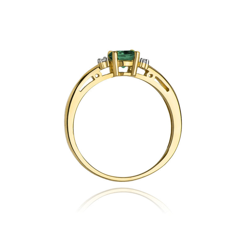 Inel Aur 14K cu Smarald 0.50 ct si Diamante Naturale 0.03 ct, imaginea 3 din 11