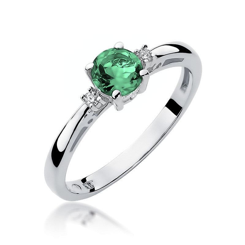 Inel Aur 14K cu Smarald 0.50 ct si Diamante Naturale 0.03 ct, imaginea 5 din 11