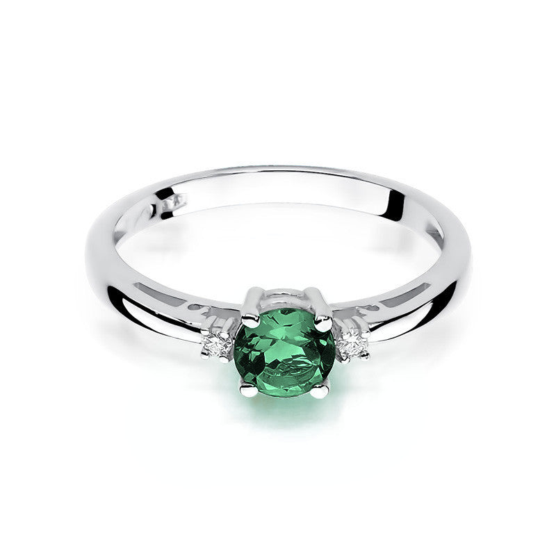 Inel Aur 14K cu Smarald 0.50 ct si Diamante Naturale 0.03 ct, imaginea 6 din 11
