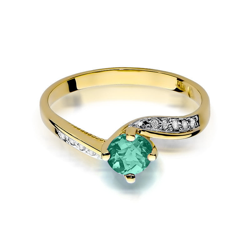 Inel Aur 14K cu Smarald 0.50 ct si Diamante Naturale 0.05 ct, imaginea 2 din 11