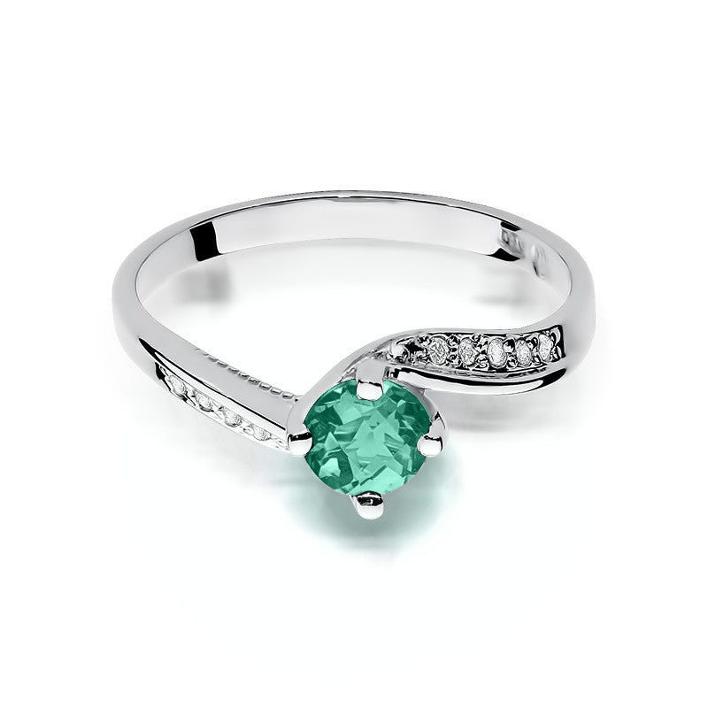 Inel Aur 14K cu Smarald 0.50 ct si Diamante Naturale 0.05 ct, imaginea 6 din 11