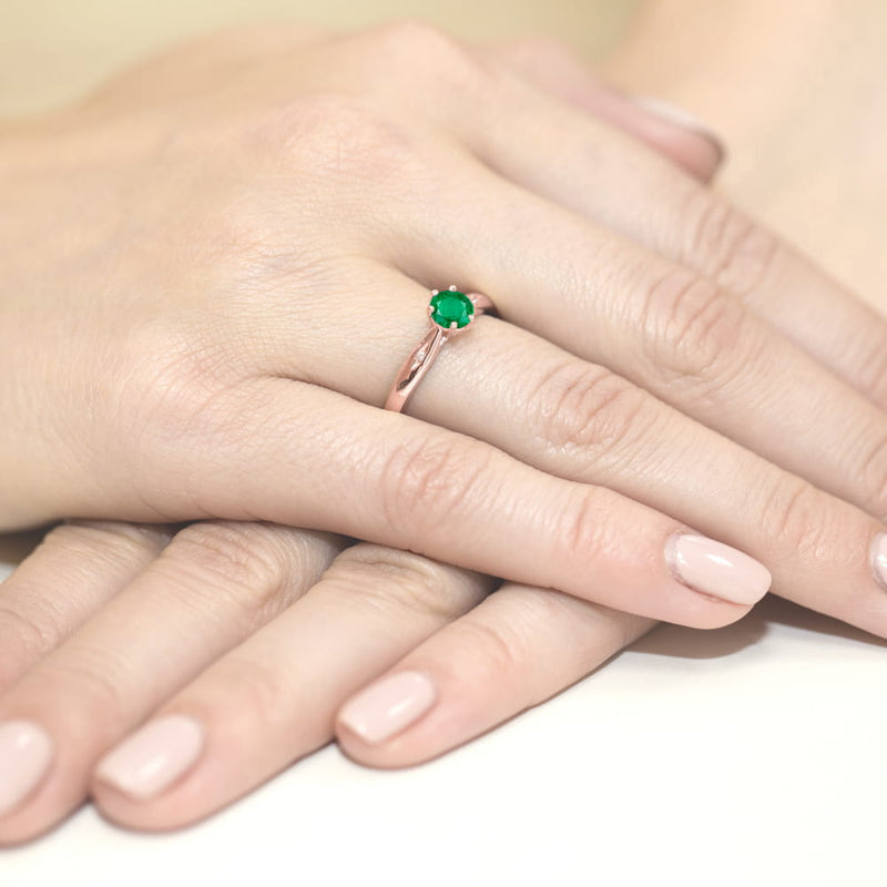 Inel Aur 14K cu Smarald 0.50 ct si Diamante Naturale 0.01 ct, imaginea 12 din 12