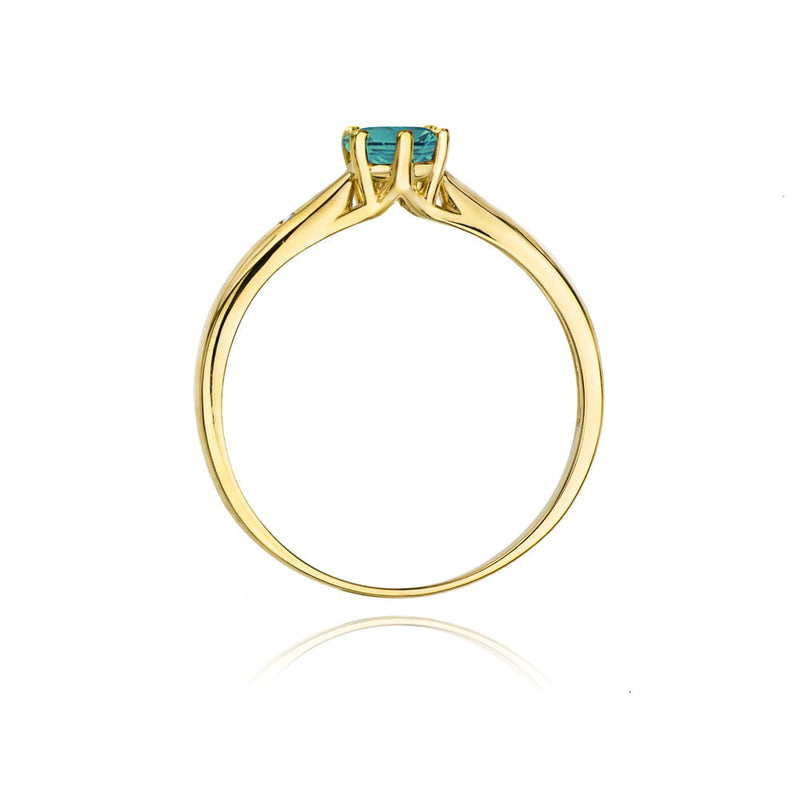 Inel Aur 14K cu Smarald 0.50 ct si Diamante Naturale 0.01 ct, imaginea 3 din 12