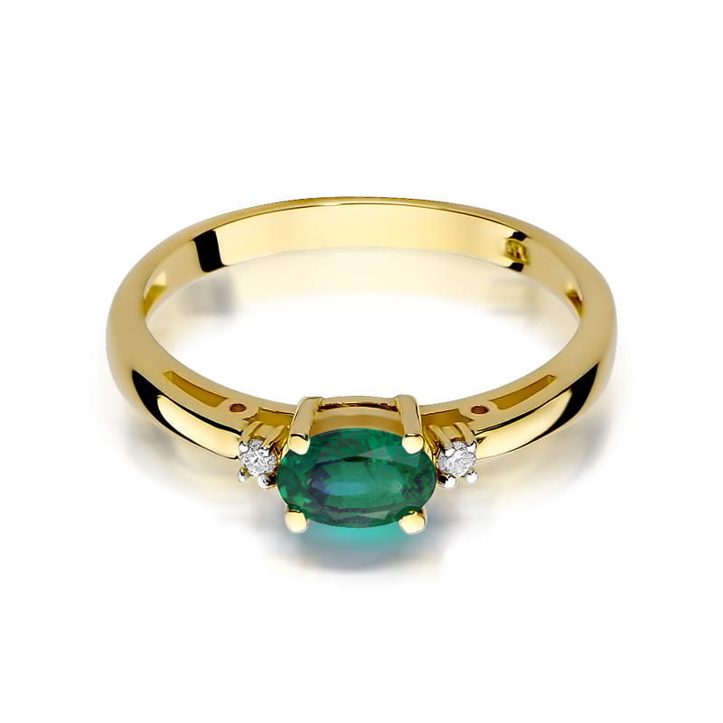 Inel Aur 14K cu Smarald 0.40 ct si Diamante Naturale 0.03 ct, imaginea 2 din 12