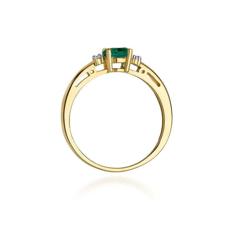 Inel Aur 14K cu Smarald 0.40 ct si Diamante Naturale 0.03 ct, imaginea 3 din 12