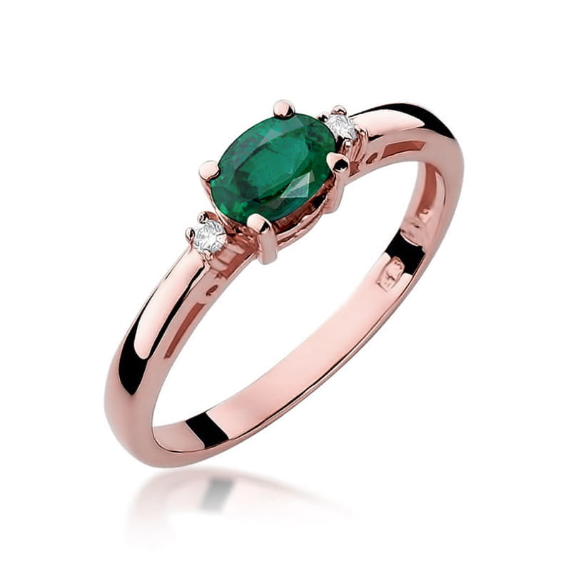 Inel Aur 14K cu Smarald 0.40 ct si Diamante Naturale 0.03 ct, imaginea 5 din 12