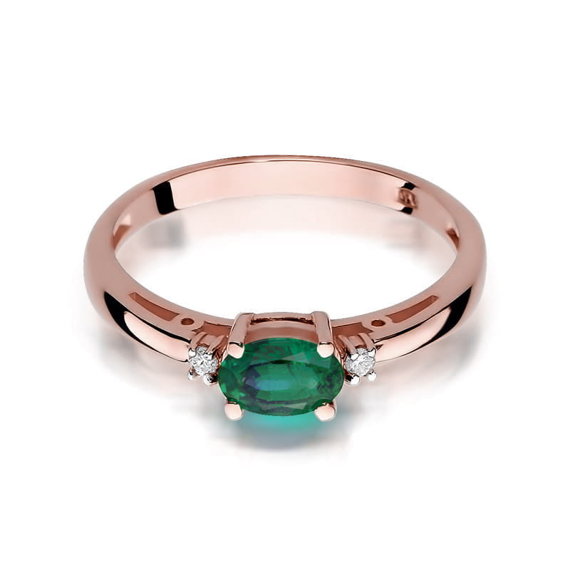 Inel Aur 14K cu Smarald 0.40 ct si Diamante Naturale 0.03 ct, imaginea 6 din 12
