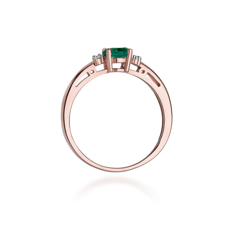 Inel Aur 14K cu Smarald 0.40 ct si Diamante Naturale 0.03 ct, imaginea 7 din 12