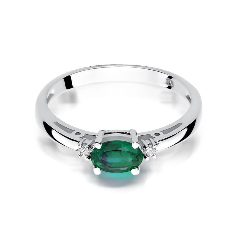 Inel Aur 14K cu Smarald 0.40 ct si Diamante Naturale 0.03 ct, imaginea 10 din 12
